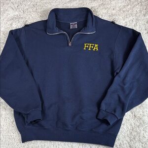 Jerzees NuBlend FFA Embroidered 1/4 Zip Pullover Sweatshirt Mens M Navy Blue